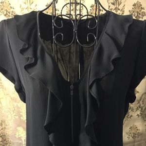 Theory cap sleeve silk blouse